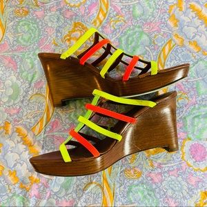 Donald J Pliner Couture made in Italy colorful wedges